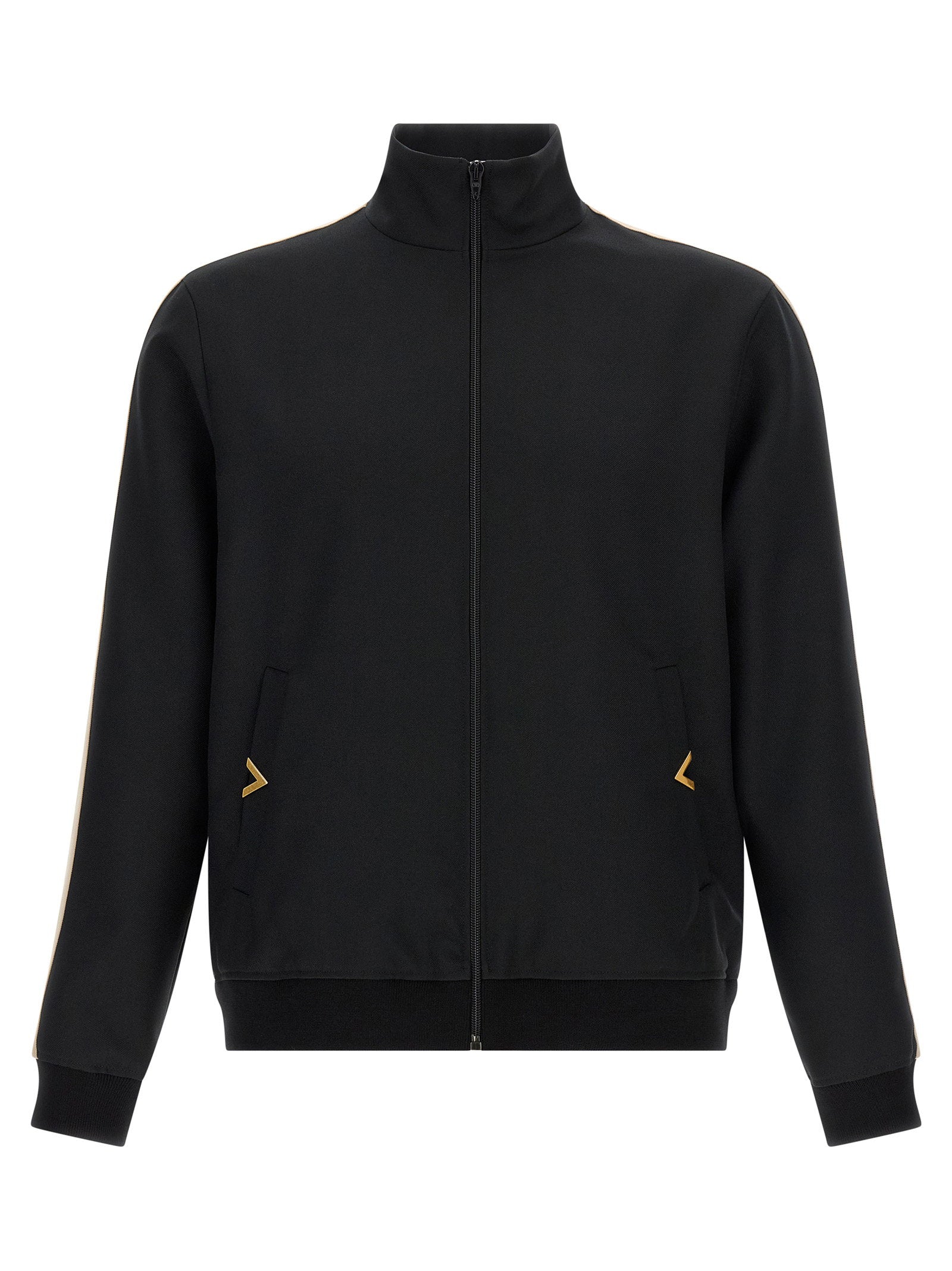 Valentino Garavani Turtleneck with VGold Logo Sweatshirt — Black