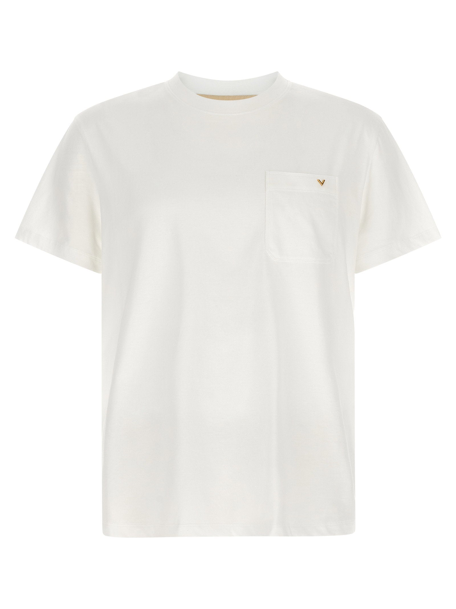 Valentino Garavani Cotton Crew Neck with Chest Pocket T-shirt — White