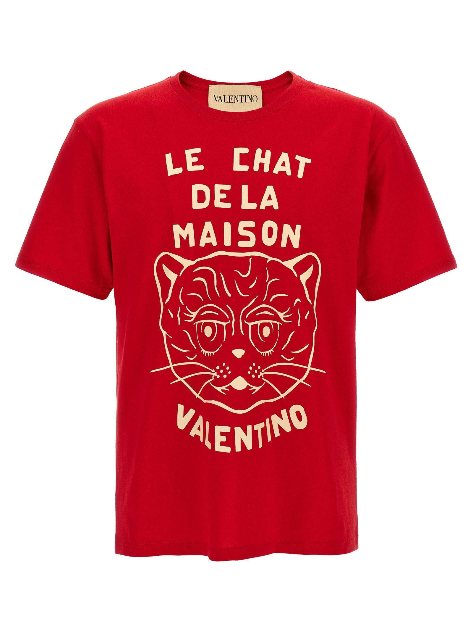 Valentino Garavani Le Chat de la Maison Print T-Shirt — Red