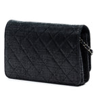 CC Quilted Crinkled Patent Wallet On Chain