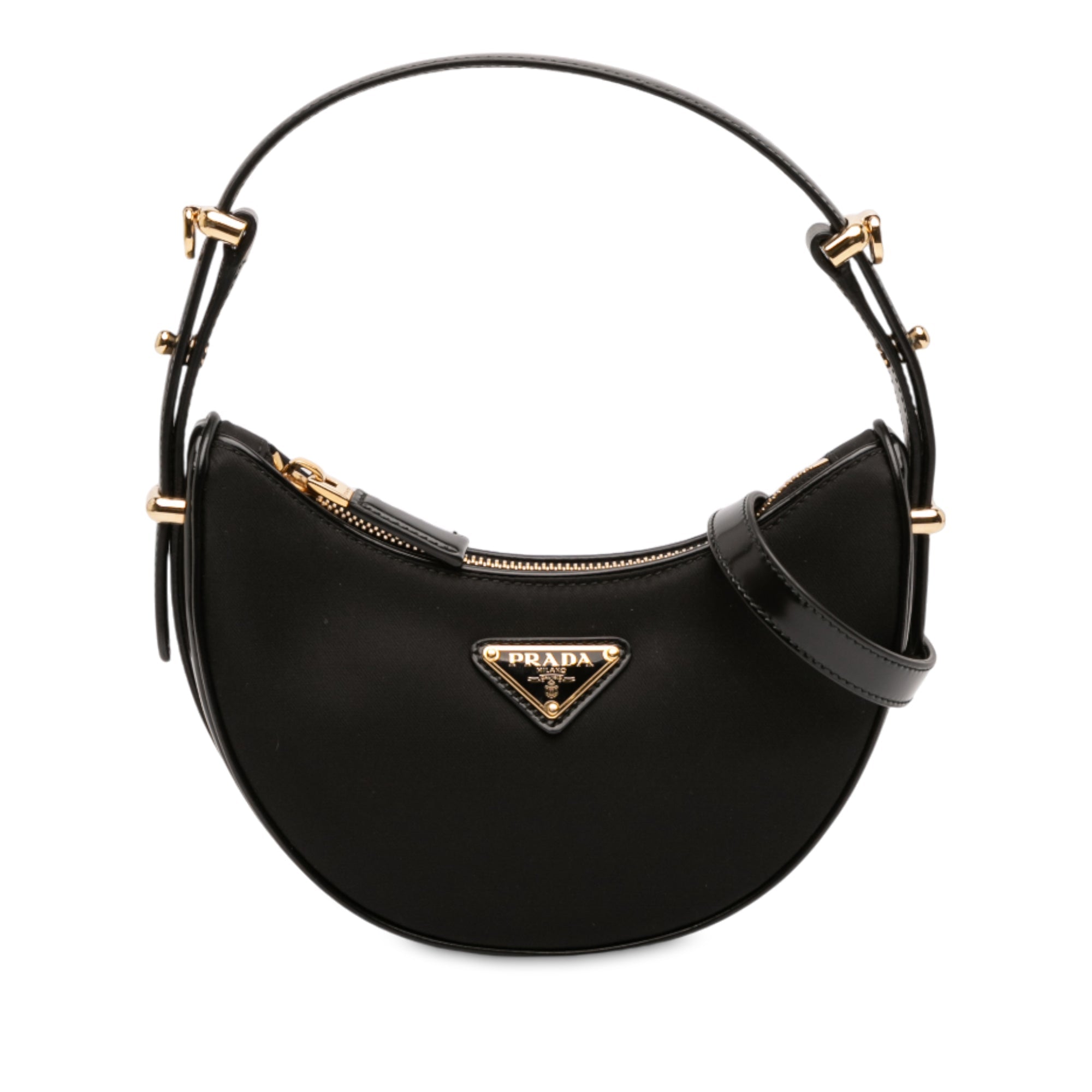 Small Re Nylon and Leather Arque Satchel