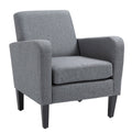 Modern Armchair with Rubber Wood Legs,  Linen Single Sofa Accent Chair, Grey