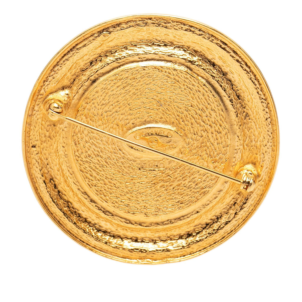 Gold Plated 31 Rue Cambon Round Brooch