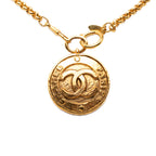 CC Gold Plated Medallion Mirror Pendant Necklace