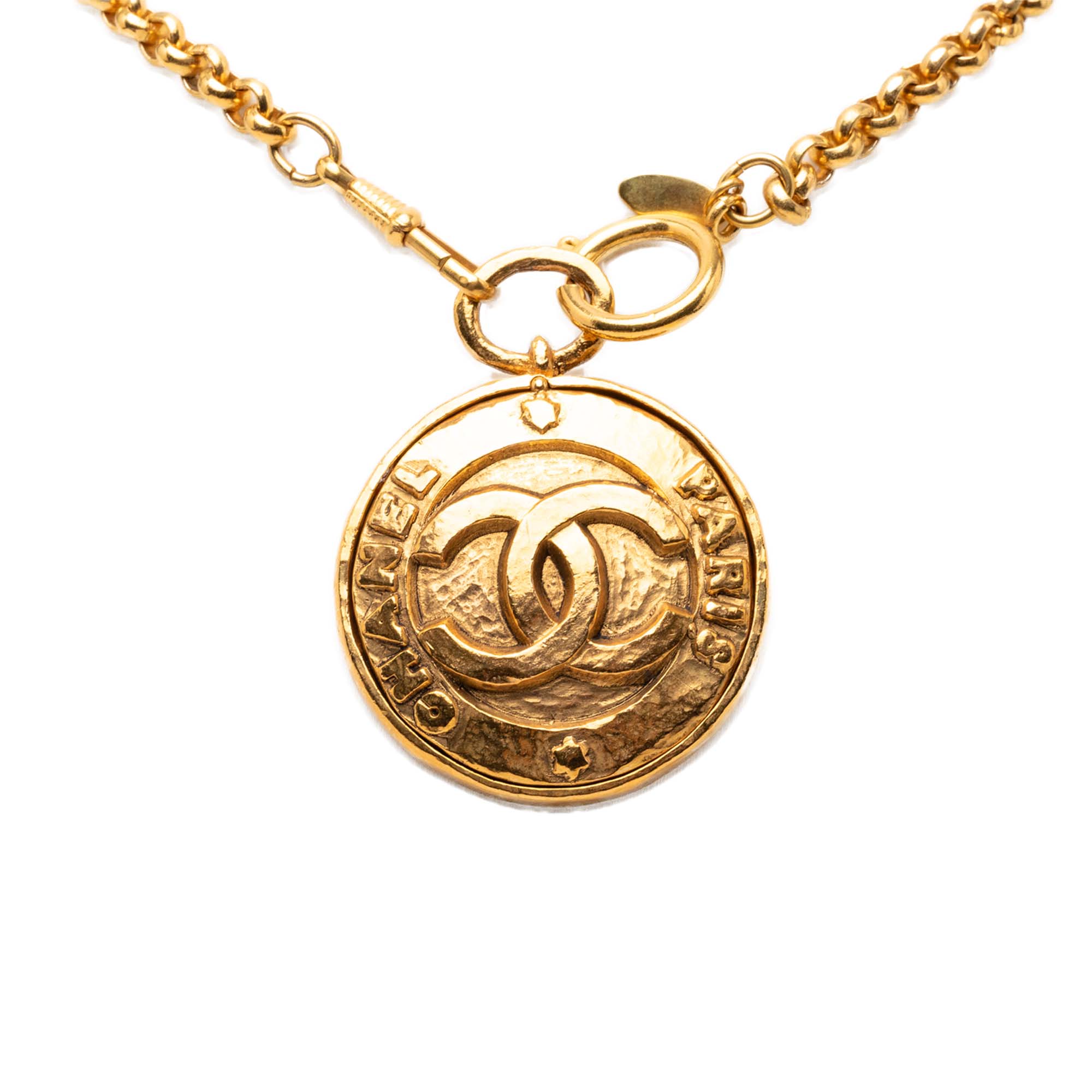 CC Gold Plated Medallion Mirror Pendant Necklace