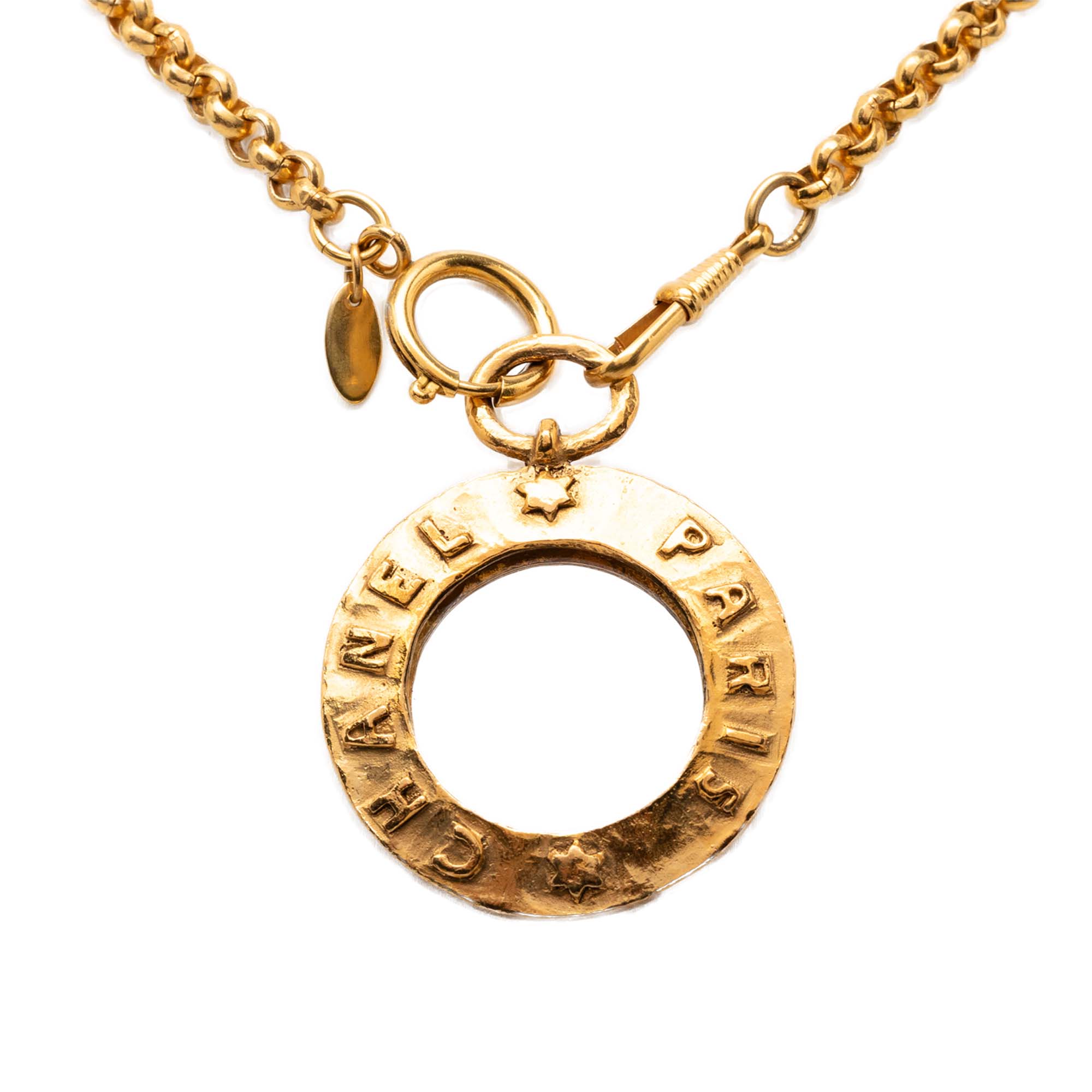 CC Gold Plated Medallion Mirror Pendant Necklace