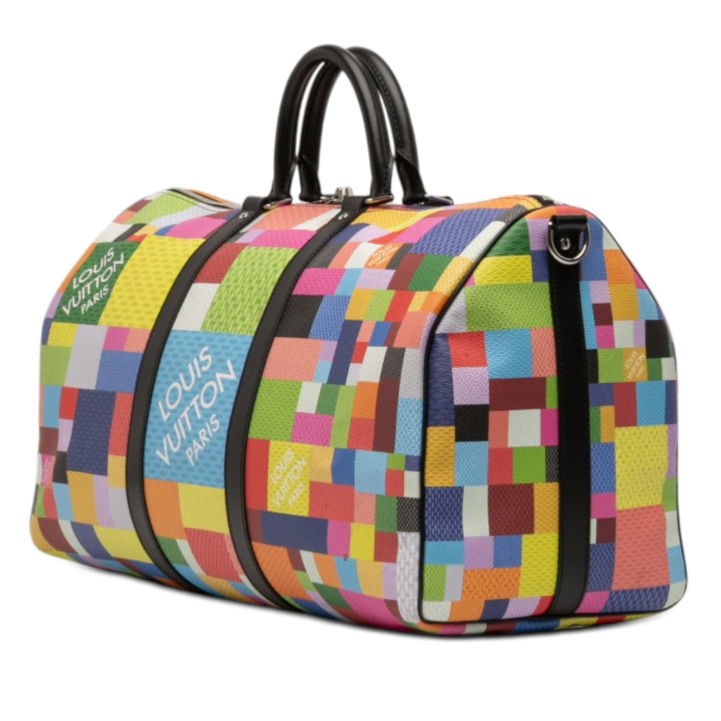 Multicolor Damier Graphite 3D Keepall Bandouliere 50