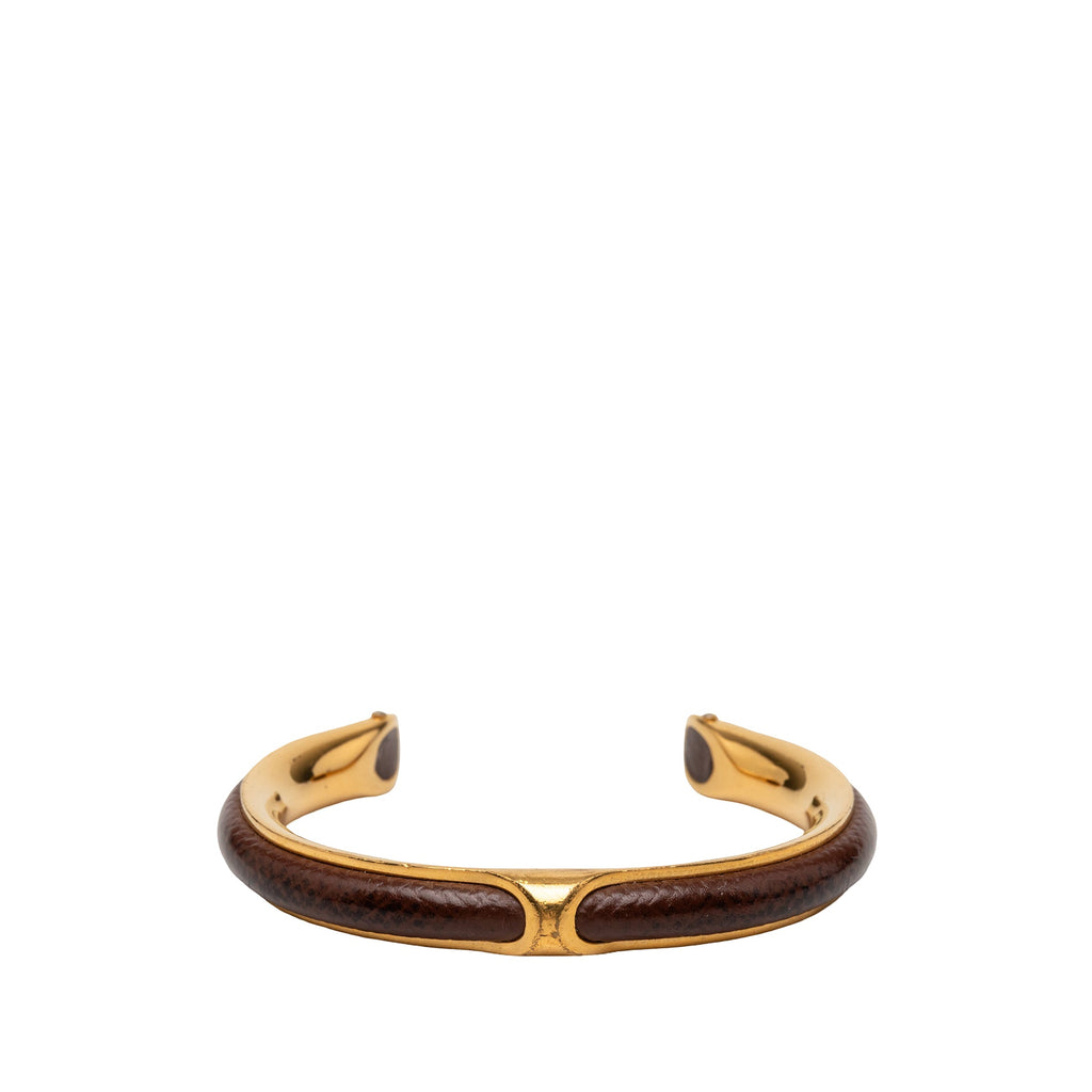 Gold Plated and Leather Cuff Bracelet