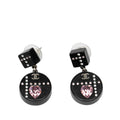 Resin CC Dice and Heart Crystal Drop Push Back Earrings