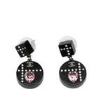 Resin CC Dice and Heart Crystal Drop Push Back Earrings