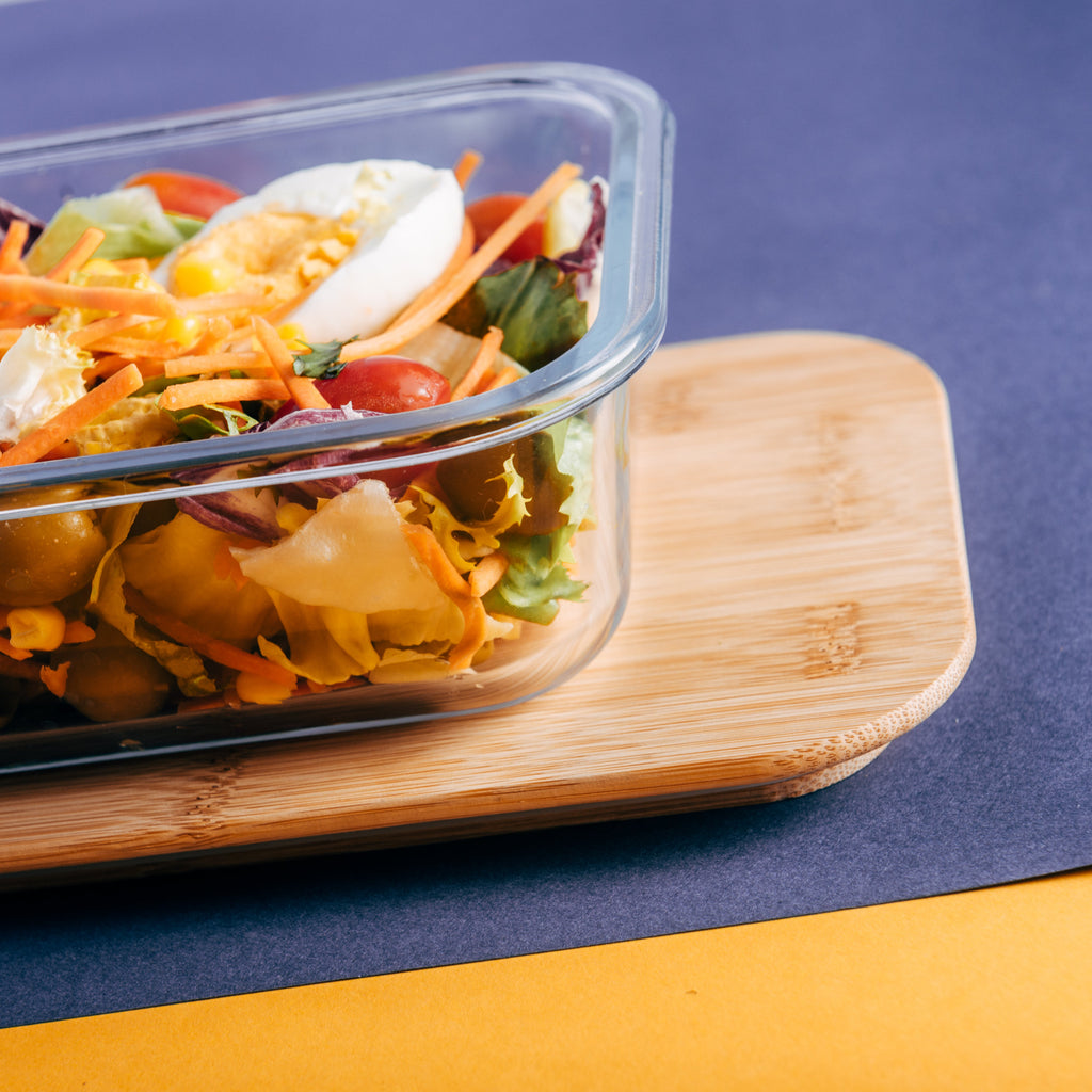 Recipiente Hermético de Cristal con Tapa de Bambú