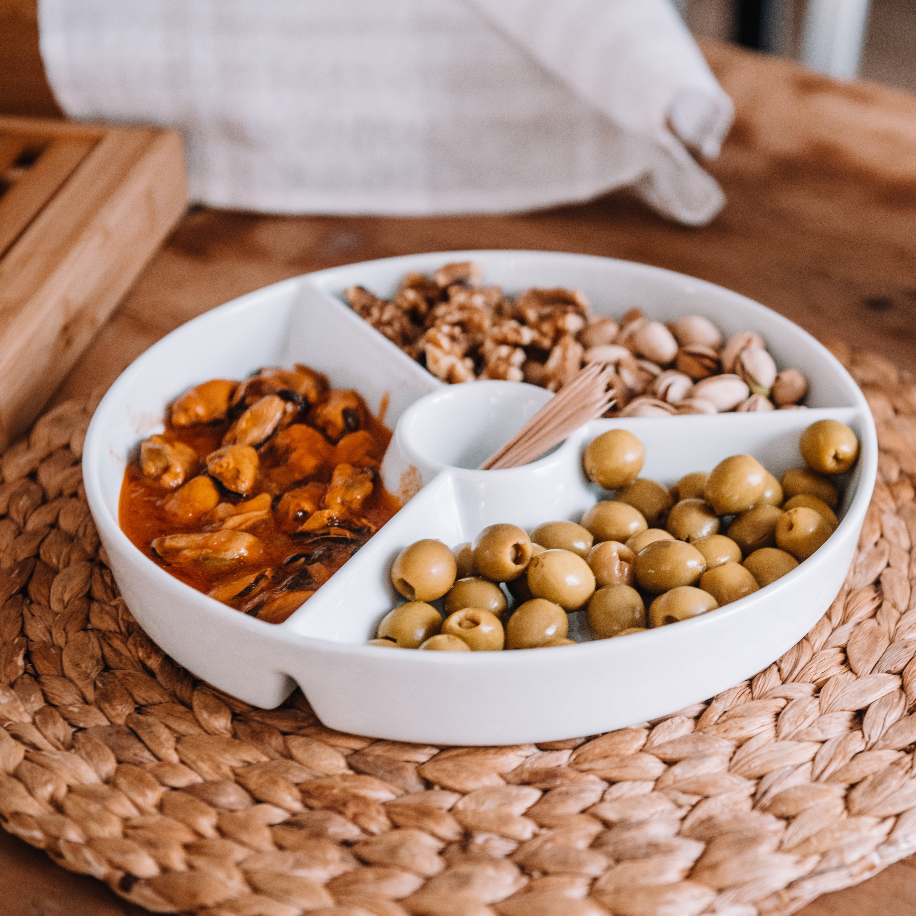 Plato para Snacks de Porcelana Redondo