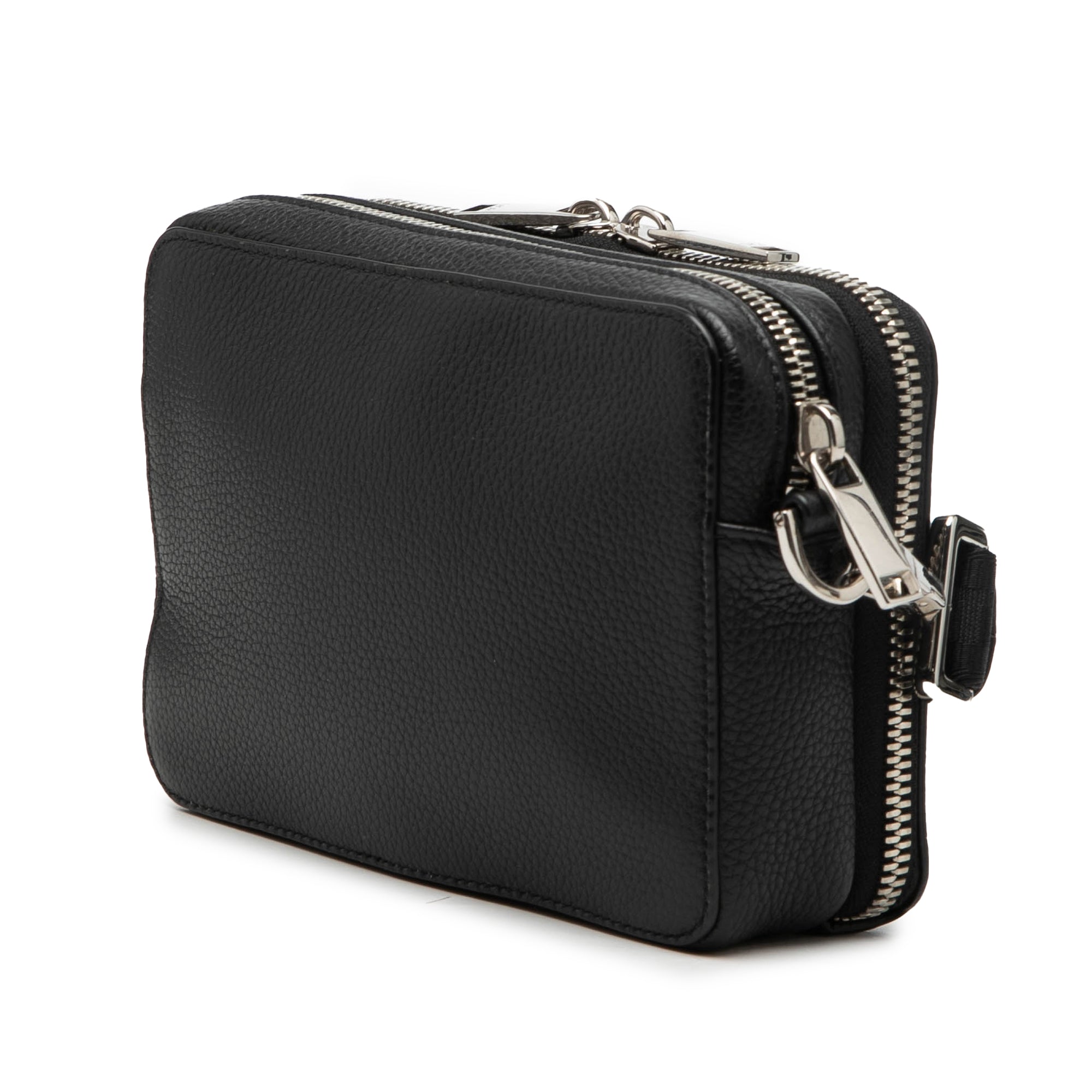 Shawn Stussy Grained Calfskin Double Zip Pouch with Strap