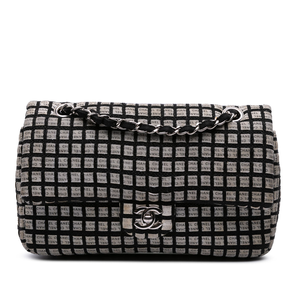 Medium Classic Tweed and Ribbon Logo Double Flap