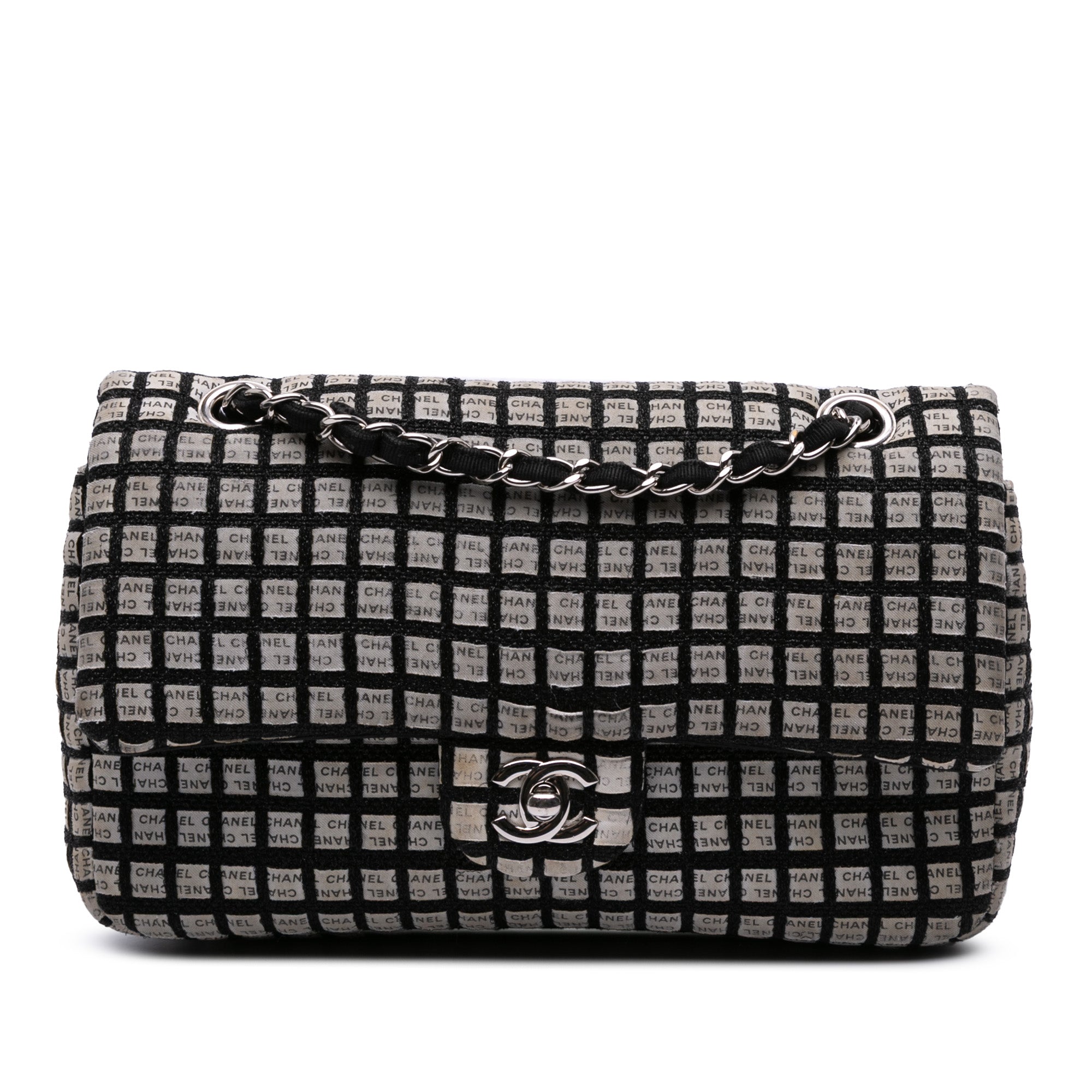 Medium Classic Tweed and Ribbon Logo Double Flap
