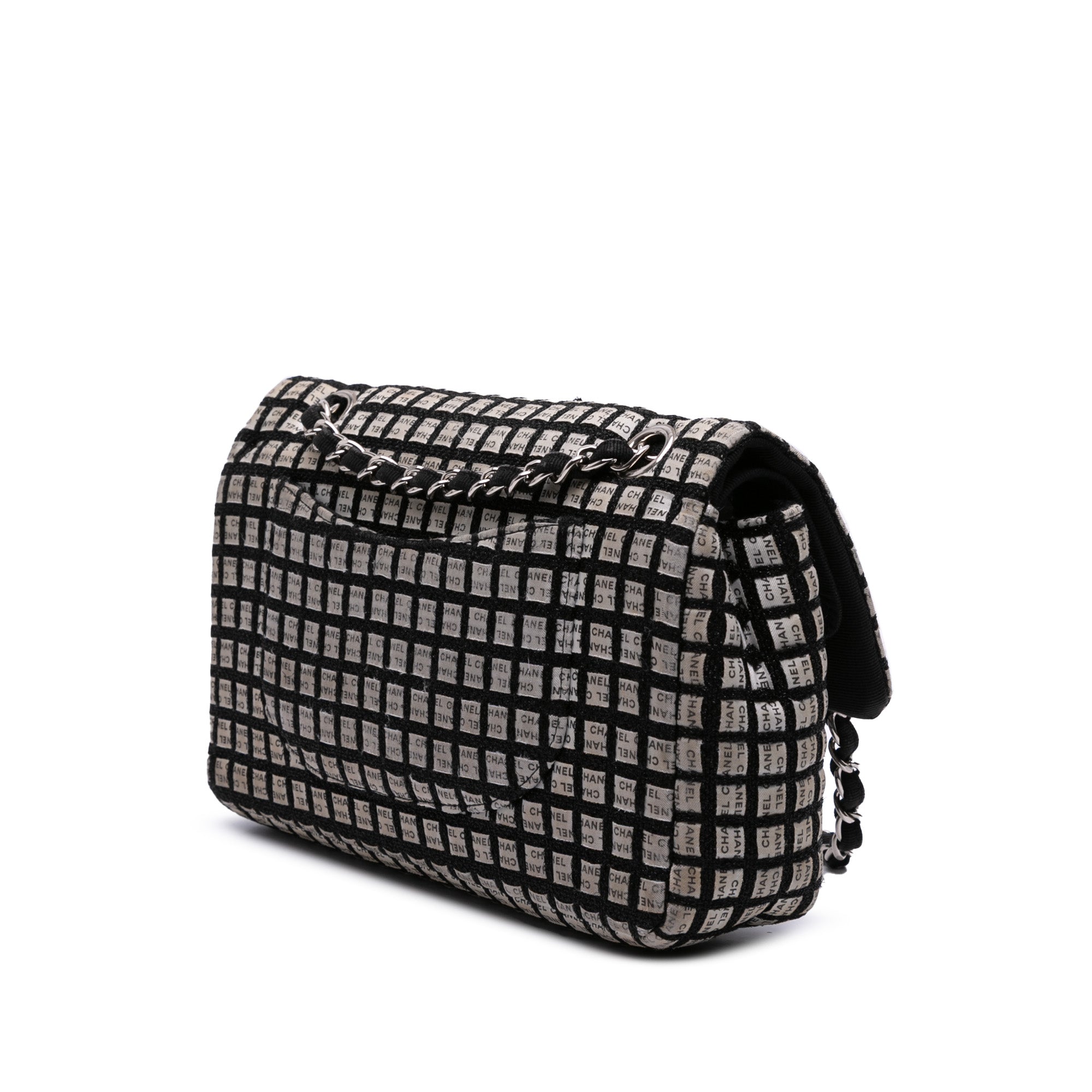 Medium Classic Tweed and Ribbon Logo Double Flap