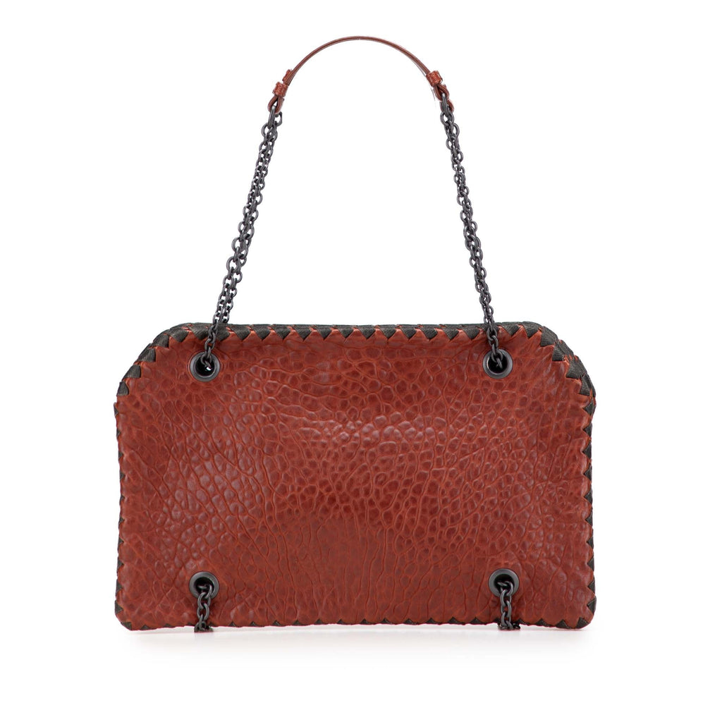Textured Leather Whipstitch Duo Shoulder Bag