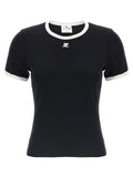 Courreges Logo-Embroidered Contrast T-shirt — Black