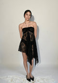 VESTIDO FALDA VENT ENCAJE | NEGRO