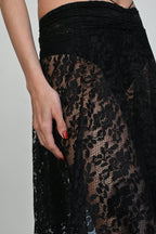 VESTIDO FALDA VENT ENCAJE | NEGRO