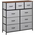 9-Drawer Dresser, 4-Tier Tall Storage Tower w/ Steel Frame & Wooden Top for Closets, Grey