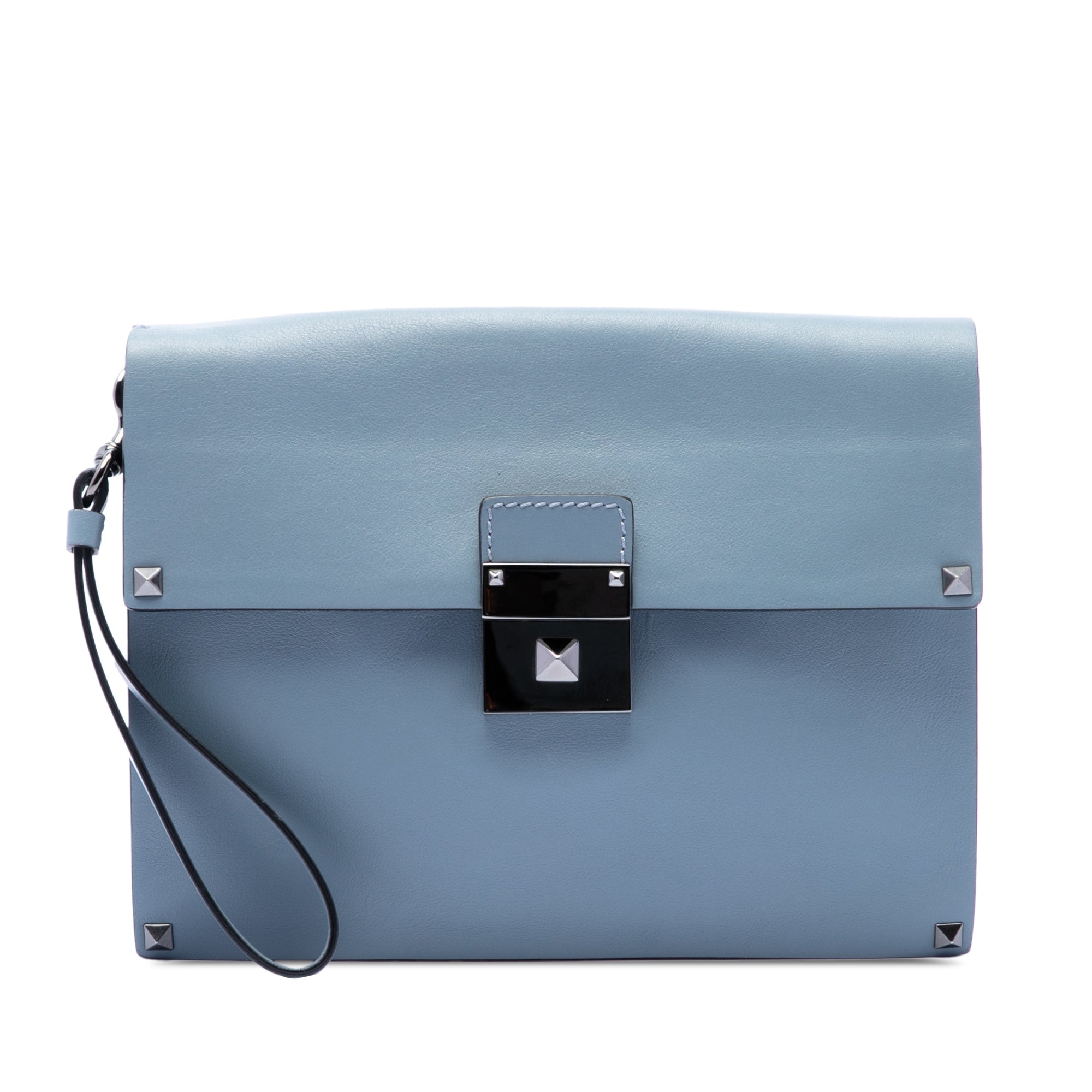 Leather Rockstud Wristlet Clutch
