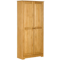 67" Pinewood Kitchen Pantry Storage Cabinet Freestanding Cabinets Brown