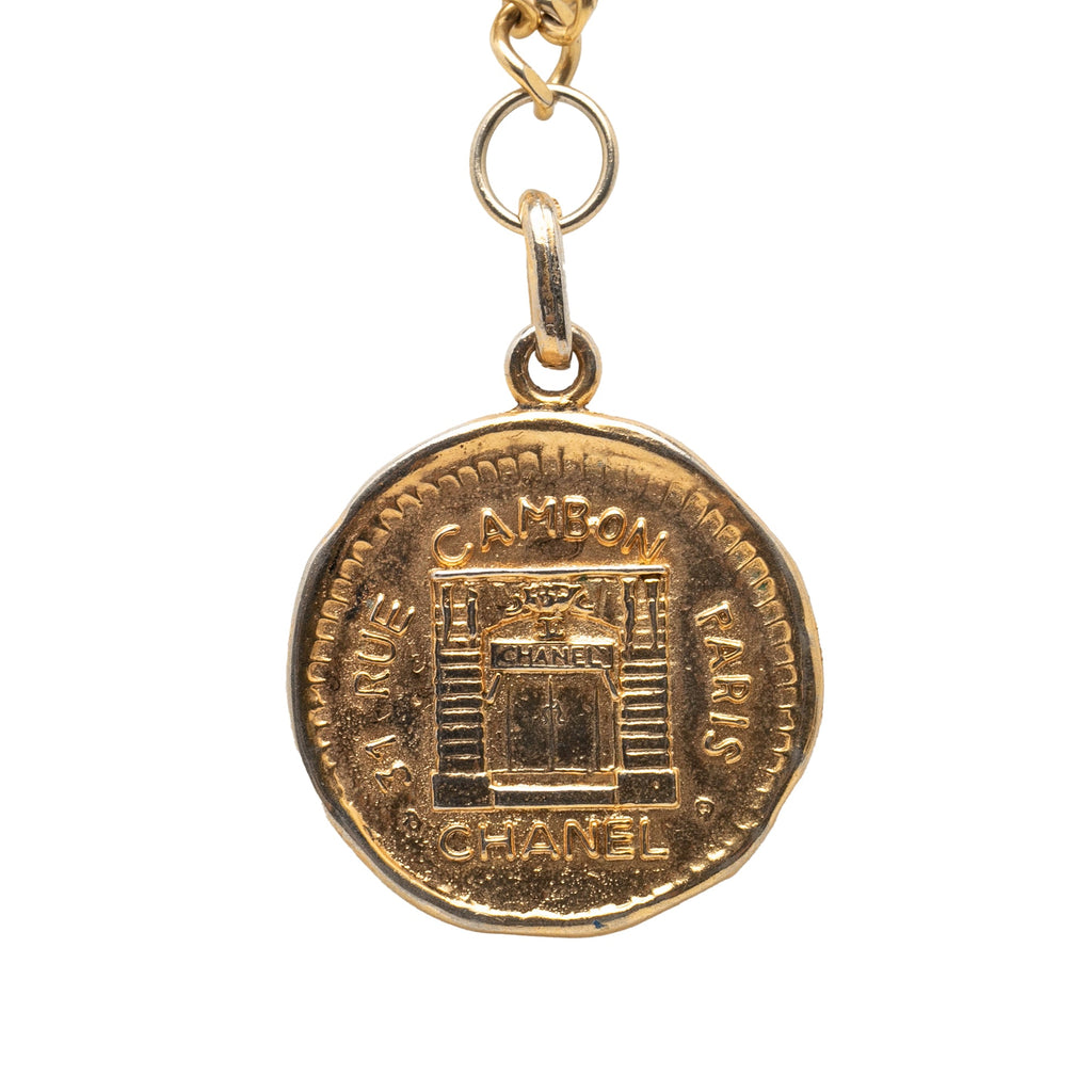 Gold Plated 31 Rue Cambon Medallion Pendant Necklace