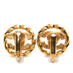 Gold Plated CC Crystal Twisted Round Clip On Earrings