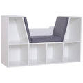 Bookcase Storage Shelf with Cushioned Reading Seat for Bedroom, Living Room, White
