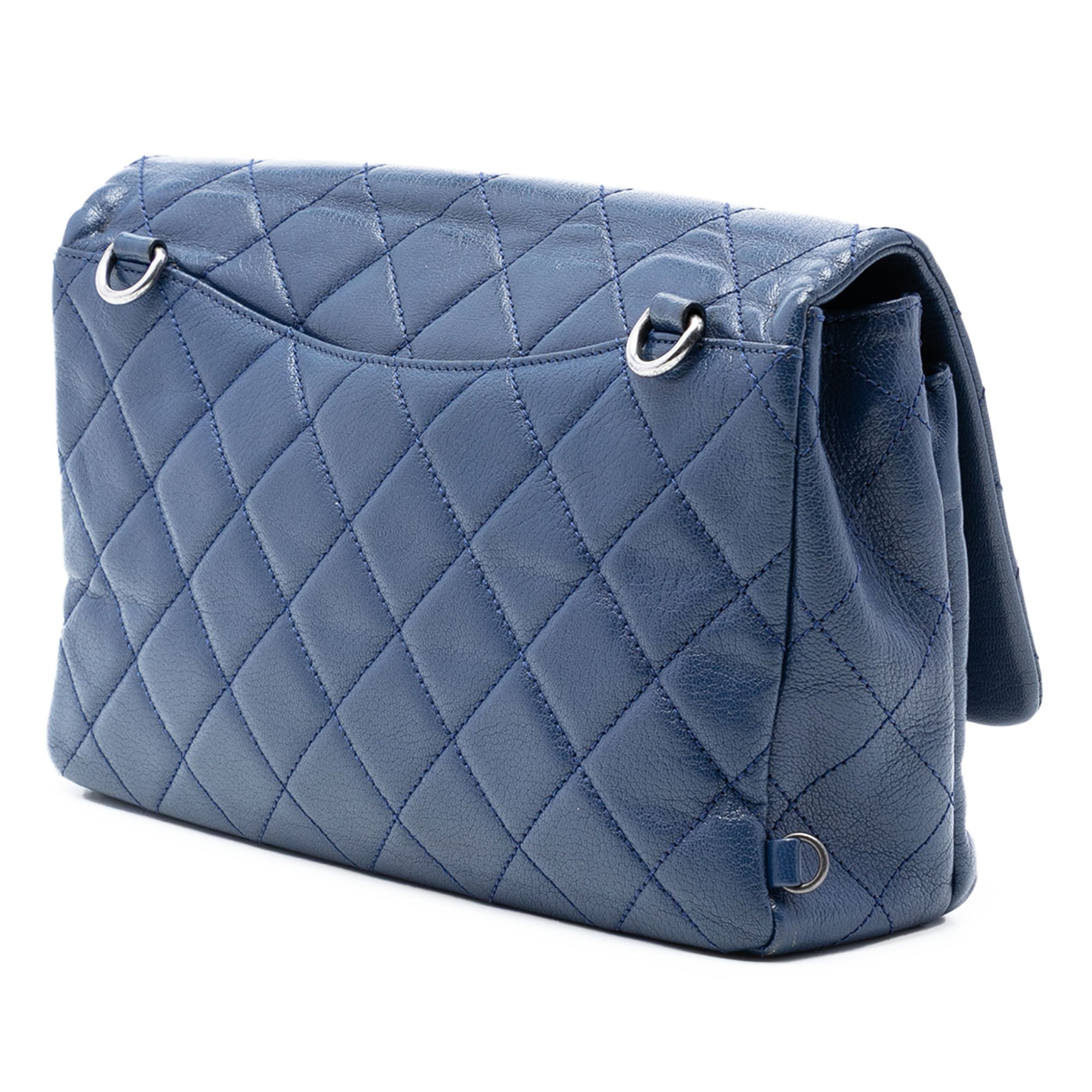 Large Quilted Goatskin Double Carry Waist Chain Flap