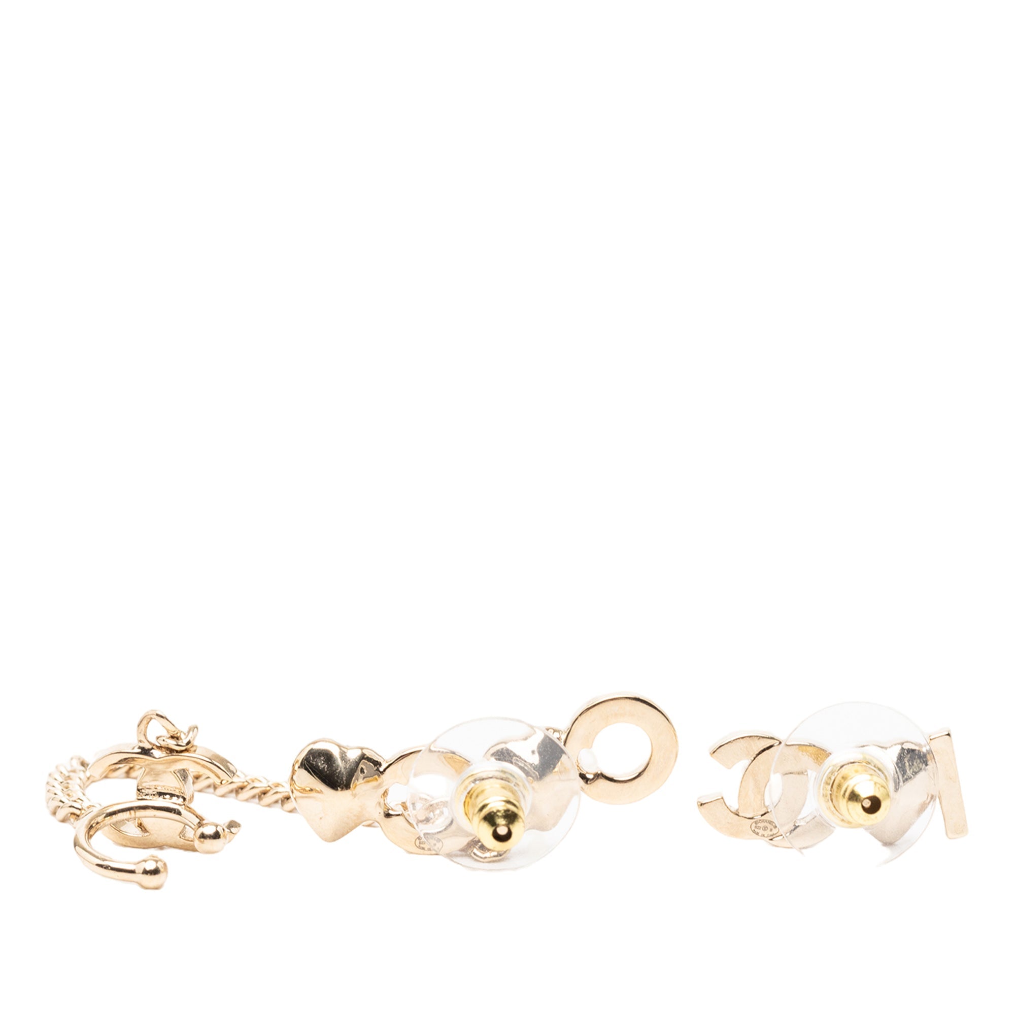 Gold Plated I Heart CC Coco Strass Ear Cuff Earrings