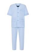 Pijama Hombre Verano Corto/Largo Popelín Rayas - Azul 6912_30