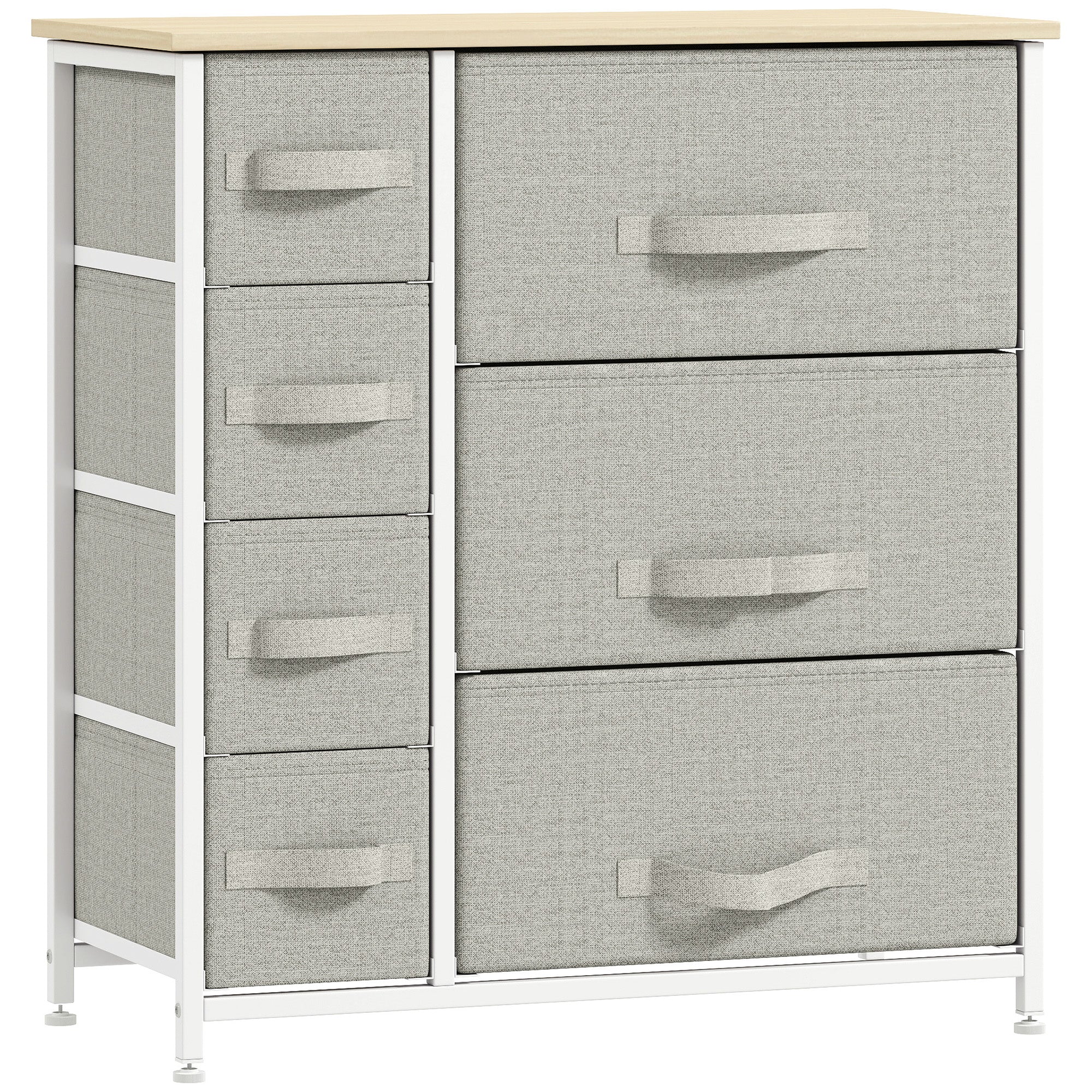 7-Drawer Dresser Storage Tower Cabinet Organizer Unit, Easy Pull Fabric Bins, Light Gray