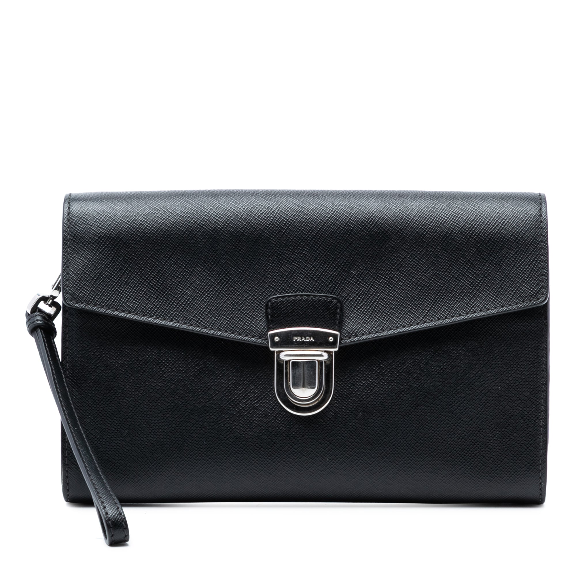 Saffiano Envelope Push Lock Clutch