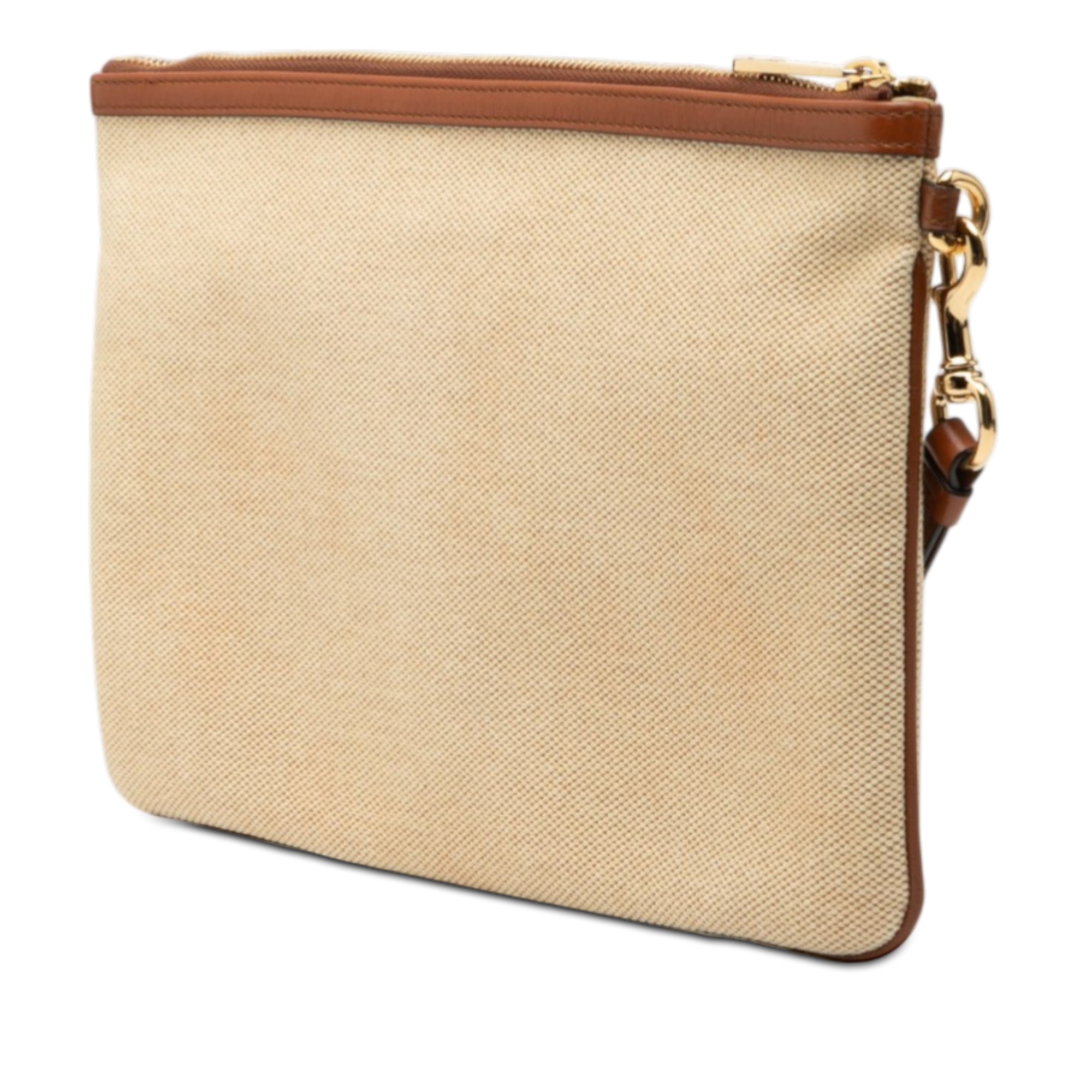 Canvas Interlocking G Web Clutch