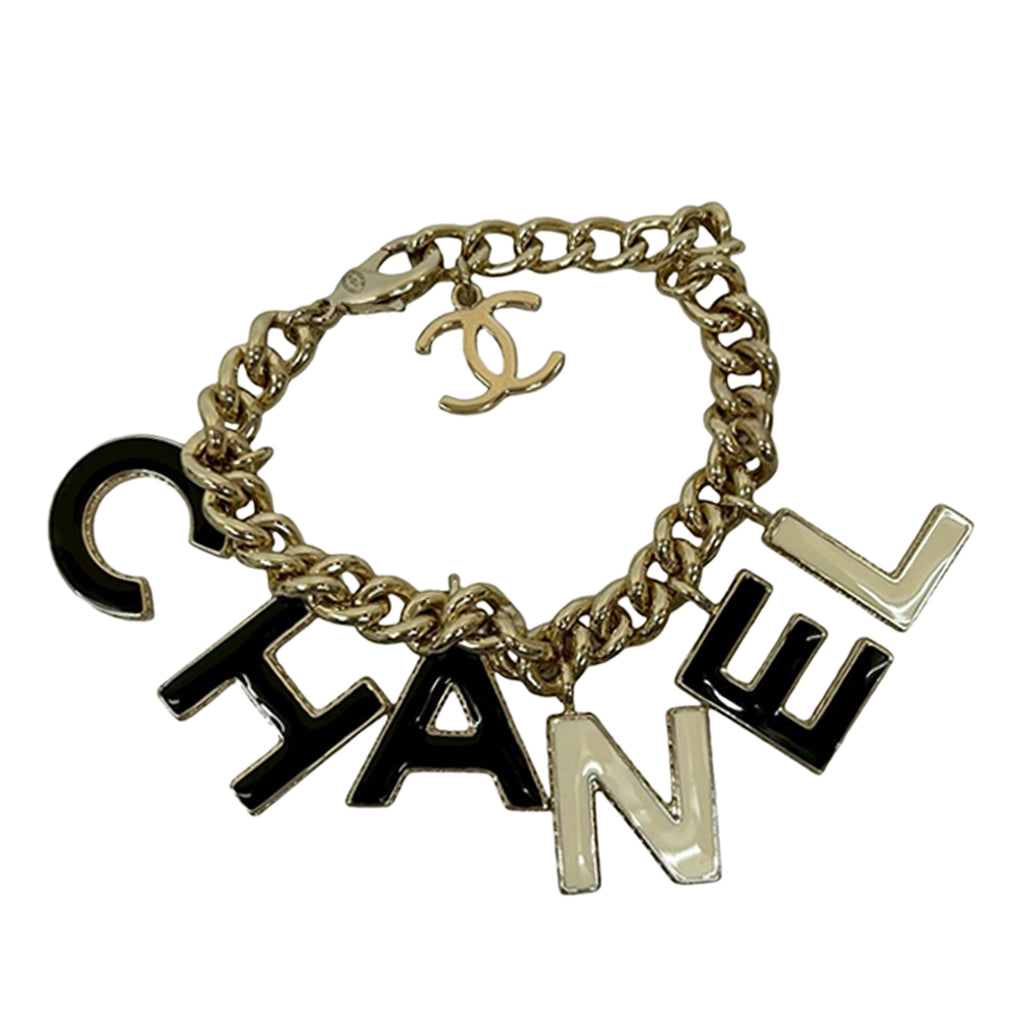 CC Gold Plated Lacquered Logo Letter Charms Chain Bracelet