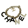 CC Gold Plated Lacquered Logo Letter Charms Chain Bracelet