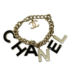 CC Gold Plated Lacquered Logo Letter Charms Chain Bracelet