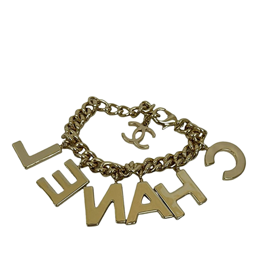 CC Gold Plated Lacquered Logo Letter Charms Chain Bracelet