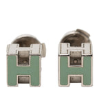 Palladium Plated Enamel Cage dH Cube Push Back Earrings