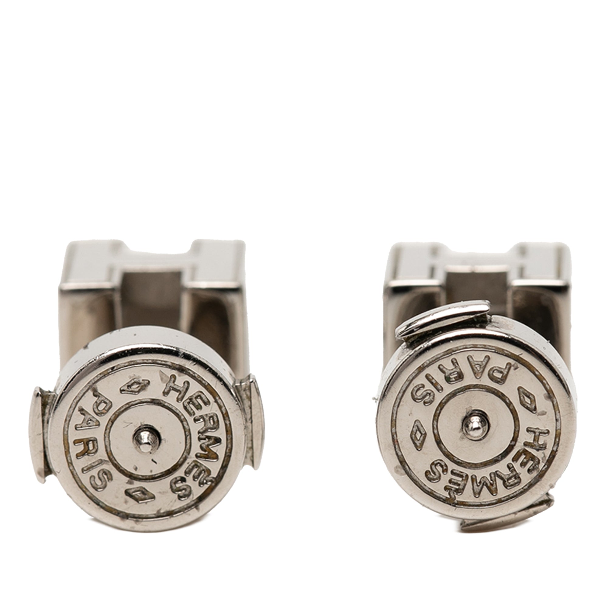 Palladium Plated Enamel Cage dH Cube Push Back Earrings