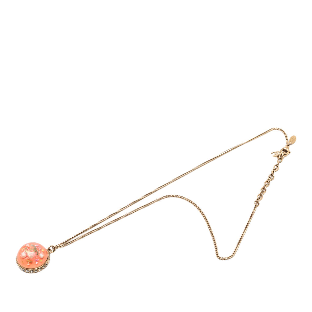 CC Gold Plated Resin Strass Dome Pendant Necklace