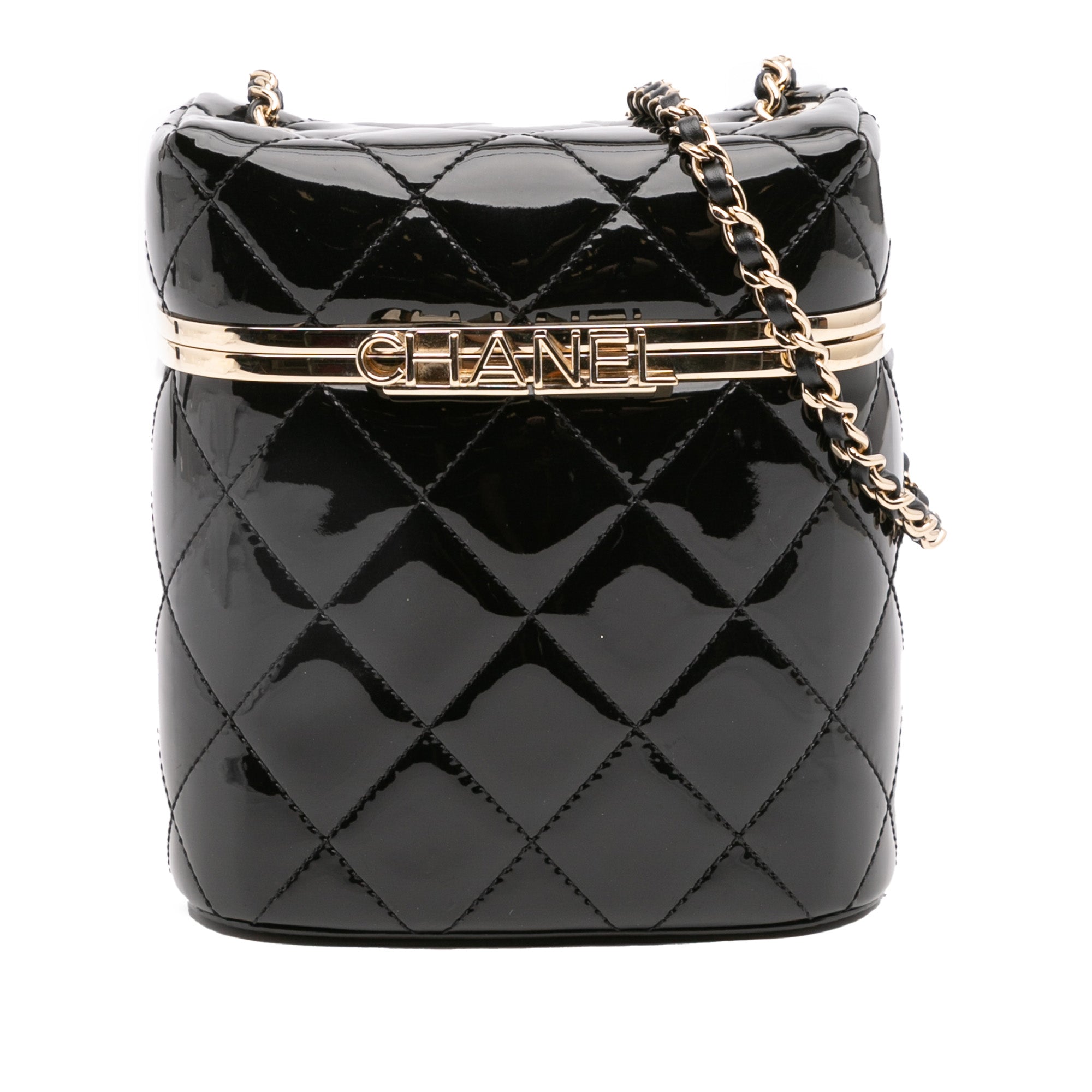 Quilted Patent Logo Chain Vanity Case