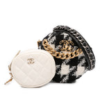 Tweed 19 Round Clutch with Chain and Coin Purse