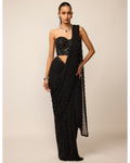 Black Single Drop Sari Set By KYNAH, Luxury Indian Fashion & Bridal Wear