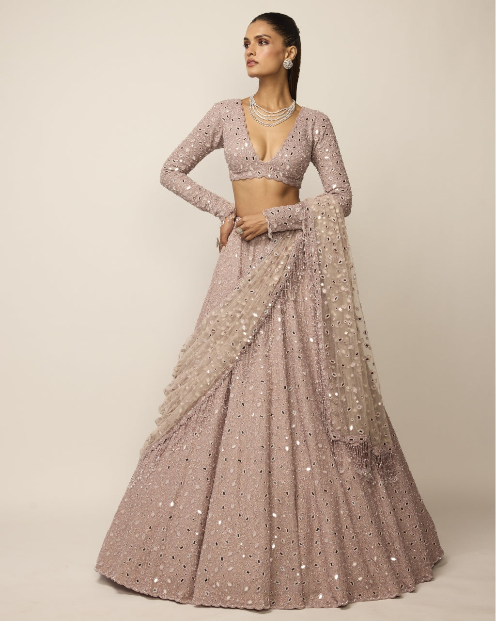 Ash Pink Lehenga Set By KYNAH, Luxury Indian Fashion & Bridal Wear