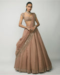 Bronze Rosé Sequins Embroidered Lehenga Set By KYNAH, Luxury Indian Fashion & Bridal Wear