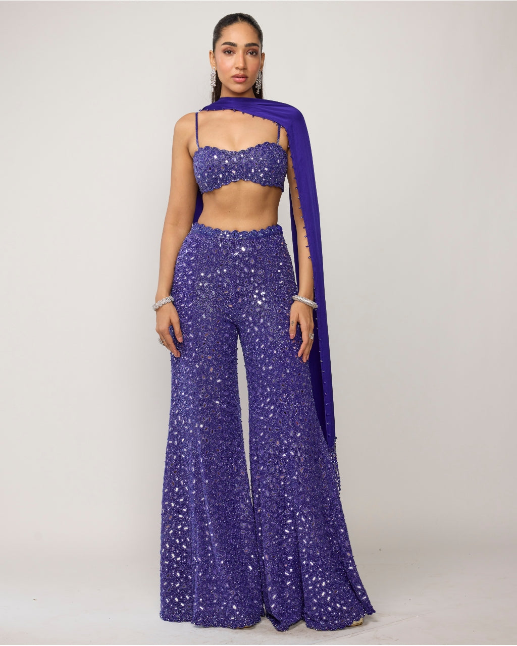 Cocktail Blue Blouse With Sharara Set By KYNAH, Luxury Indian Fashion & Bridal Wear