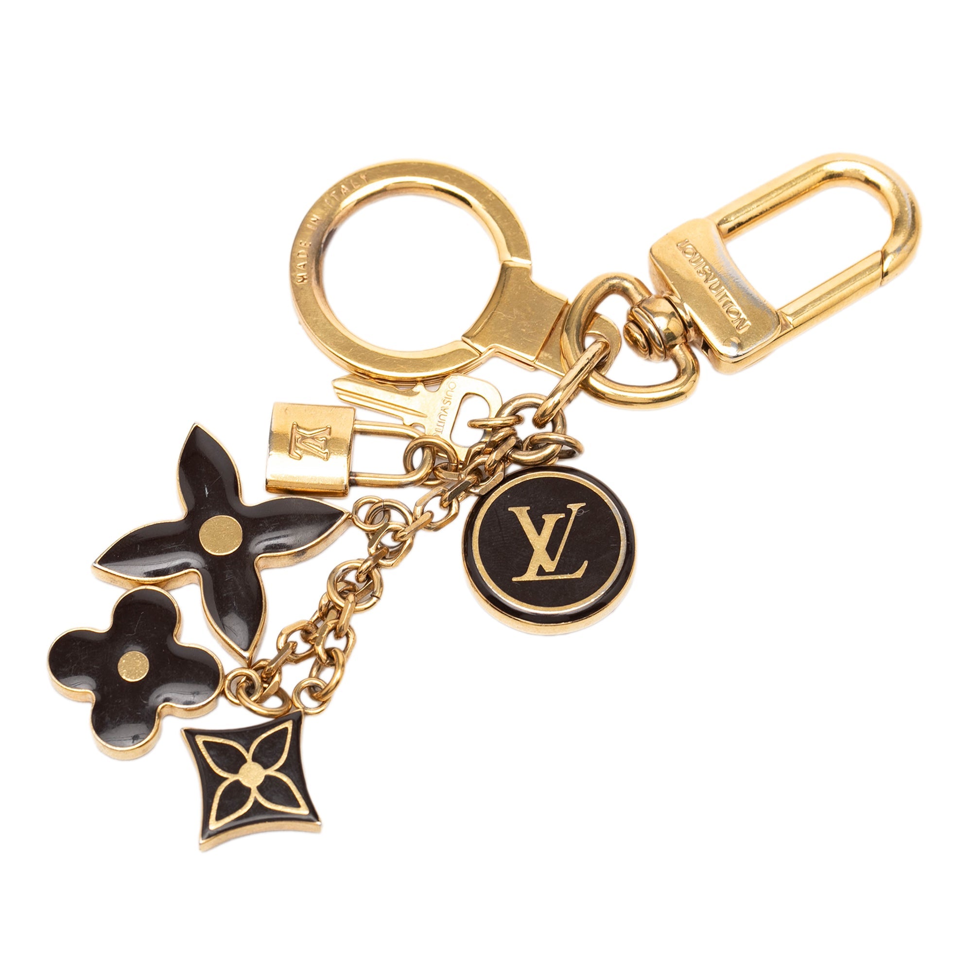 Gold Plated and Enamel Pampille Bag Charm and Key Holder